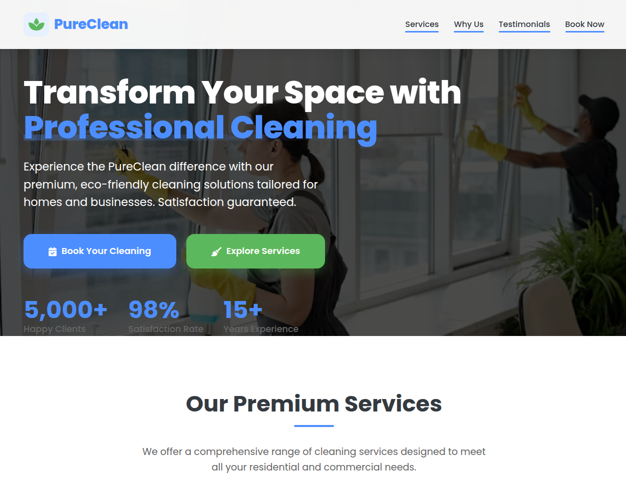 PureClean – Premium Cleaning Website